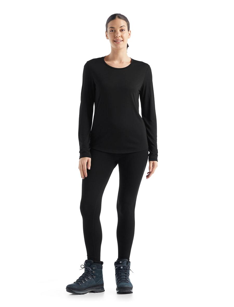 Black Icebreaker Merino Sphere II T-Shirt Women's Long Sleeve | AU 1644PJJQ